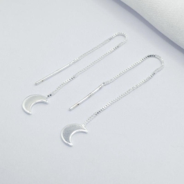 BRINCO PRATA FIO FINO COM LUA LISA