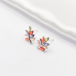 BRINCO PRATA FOLHA EAR CUFF NAVETE COLORIDA