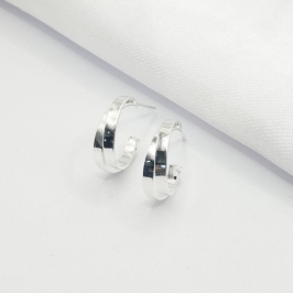 BRINCO PRATA MEIA ARGOLA DOIS FIOS