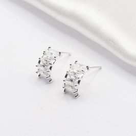 BRINCO PRATA PONTE CRISTAL NAVETE