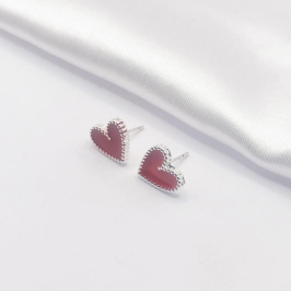 BRINCO PRATA RESINA VERMELHA