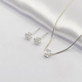 CONJUNTO PRATA CARRÊ CRISTAL 45CM