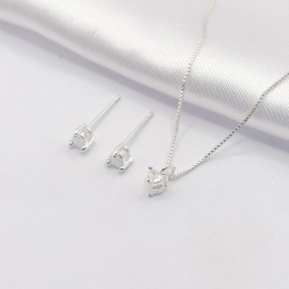 CONJUNTO PRATA PONTO DE LUZ CORAÇÃO 45CM