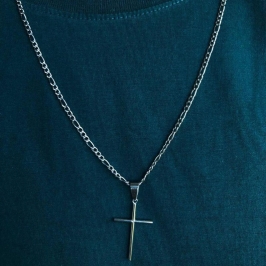 Corrente Aço Inox com Pingente Cruz
