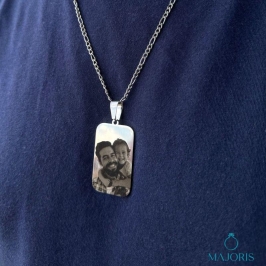 GARGANTILHA  AÇO INOX PERSONALIZADO RETANGULAR