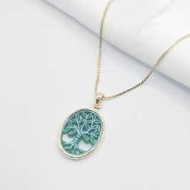 GARGANTILHA DOURADA ARVORE DA VIDA 45 CM