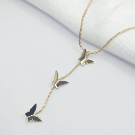 GARGANTILHA DOURADA BORBOLETAS 45 CM