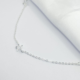 GARGANTILHA PRATA CHOKER ESTRELAS VAZADOS 35 CM