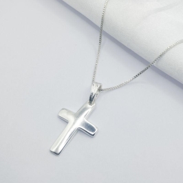 GARGANTILHA PRATA CRUZ LISA G 45 CM