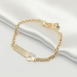 PULSEIRA DOURADA INFANTIL PLACA MINNIE