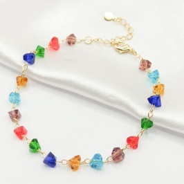 PULSEIRA DOURADA MIÇANGAS COLORIDAS