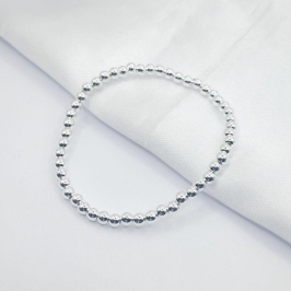 PULSEIRA PRATA FIO DE NYLON DE BOLINHAS P