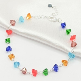 PULSEIRA PRATA MIÇANGAS COLORIDAS