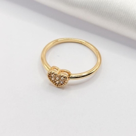 ANEL DOURADO CORAÇÃO CRAVEJADO