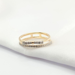 ANEL DOURADO DOIS FIOS LAÇO CRAVEJADO