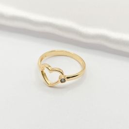 ANEL DOURADO FIO CORAÇÃO LISO COM PONTO DE LUZ