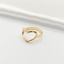 ANEL DOURADO FIO CORAÇÃO VAZADO LISO