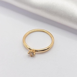 ANEL DOURADO SOLITÁRIO CRISTAL