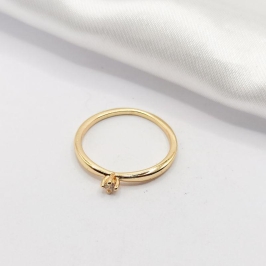 ANEL DOURADO SOLITÁRIO CRISTAL P