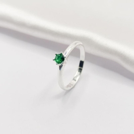 ANEL PRATA SOLITÁRIO VERDE