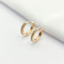 BRINCO DOURADO ARGOLA CLICK FILEIRA CRAVEJADA M