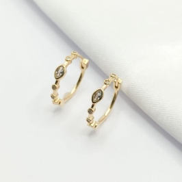 BRINCO DOURADO ARGOLA CLICK ZIRCÔNIA E NAVETE