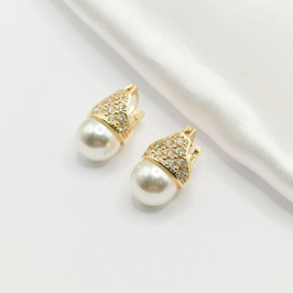 BRINCO DOURADO ARTICULÁVEL PÉROLA E ZIRCÔNIA