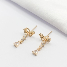 BRINCO DOURADO BORBOLETA COM PINGENTE ZIRCÔNIA E GOTA