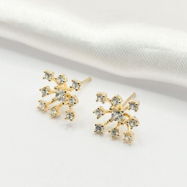 BRINCO DOURADO CRISTAL CARRÊ CENTRAL E ZIRCÔNIA