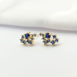 BRINCO DOURADO EAR CUFF ZIRCÔNIA AZUL