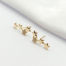 BRINCO DOURADO ESTRELAS  3 LISAS 1 CRAVEJADA