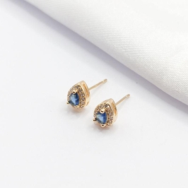 BRINCO DOURADO GOTA AZUL