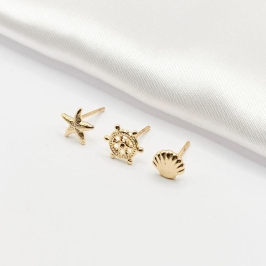 BRINCO DOURADO TRIO ESTRELA LEME E CONCHA