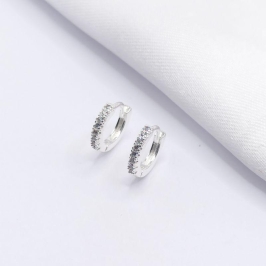 BRINCO PRATA ARGOLA CLICK FILEIRA CRAVEJADA P