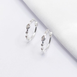 BRINCO PRATA ARGOLA CLICK ZIRCÔNIA E NAVETE