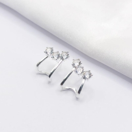 BRINCO PRATA EAR CUFF 3 CRISTAIS