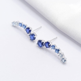 BRINCO PRATA EAR CUFF CRISTAIS AZUL