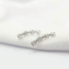 BRINCO PRATA EAR CUFF CRISTAL OVAL