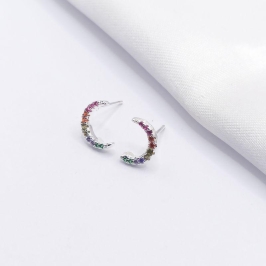 BRINCO PRATA LUA ZIRCÔNIA COLORIDA