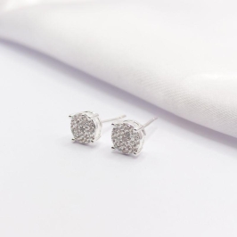 BRINCO PRATA REDONDO COM ZIRCÔNIA