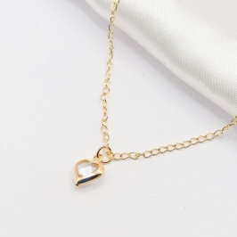 COLAR DOURADO CORAÇÃO PONTO DE LUZ CRISTAL 45CM