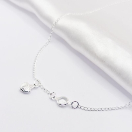 COLAR PRATA CHOKER CONCHA E BEZEL CRISTAL 35CM