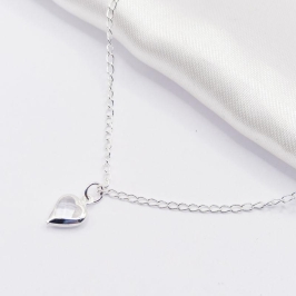 COLAR PRATA CORAÇÃO PONTO DE LUZ CRISTAL 45CM