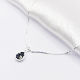 COLAR PRATA GOTA BLACK 45CM