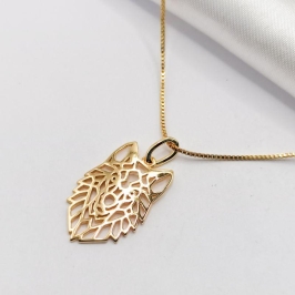 GARGANTILHA DOURADA FIO LOBO LISO 45CM