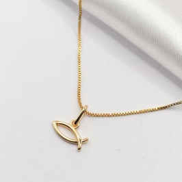 GARGANTILHA DOURADA FIO PEIXINHO LISO 45CM