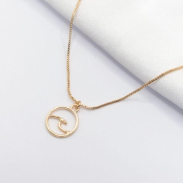 GARGANTILHA DOURADO CHOKER ARO VAZADO FIO ONDA 40CM