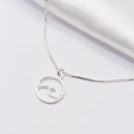 GARGANTILHA PRATA CHOKER ARO ONDA FIO 40CM