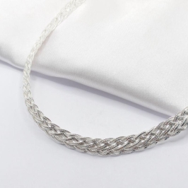 GARGANTILHA PRATA TRANÇADO 45CM