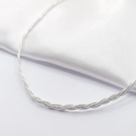GARGANTILHA PRATA CHOKER TRANÇADO 3FIOD P 40CM